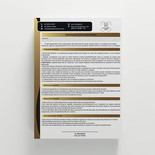 Orientações Pós Operatório Odontológico | Modelo 004