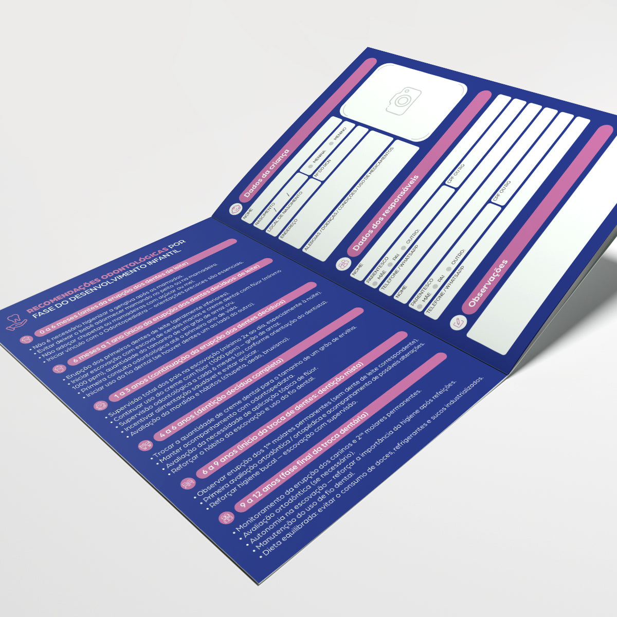 Carteira de Acompanhamento Odontológico 8 Páginas | Modelo 002