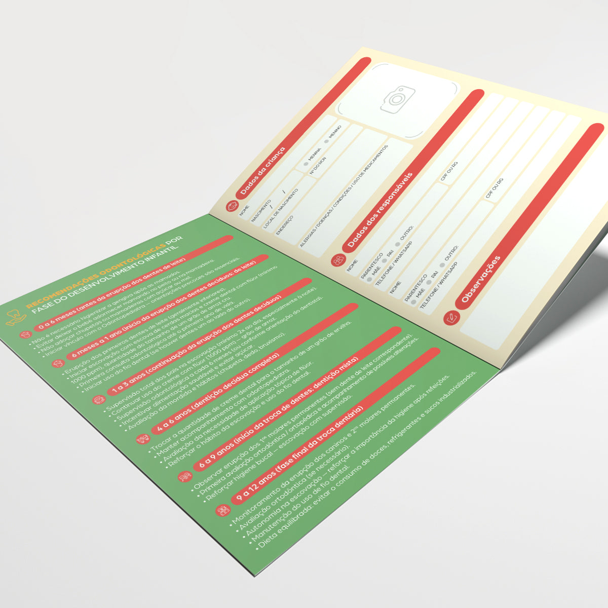 Carteira de Acompanhamento Odontológico 8 Páginas | Modelo 008